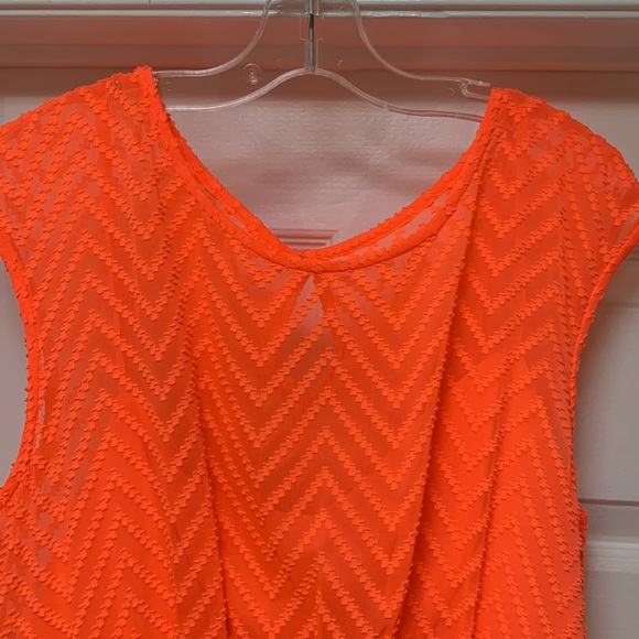 J. Crew Neon Orange Dress with ZigZag Stitching Detail - Picture 2 of 4